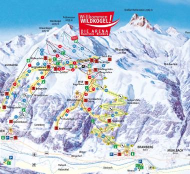 Lyžařská mapa oblasti Wildkogel Arena